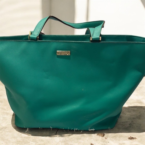Kate Spade Bleecker Large Zip-Top Tote Teal Green Colour - Picture 3 of 12